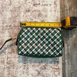Tory Burch Green Navy and Cream Small Wristlet Bag